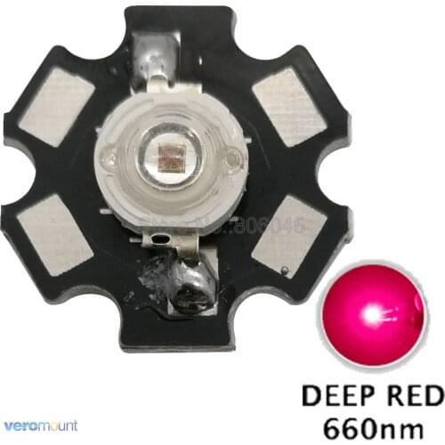 10PCS 3W Deep Red High Power 660NM Plant Grow LED Emitter Light Epileds 45Mil 700mA with 20mm Star Platine Heatsink