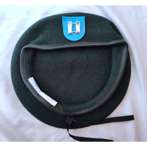 Tomwang2012 United States US Army 19th Special Forces Group Wool Green Beret OFFICERS CAPTAIN RANK INSIGNIA Military Hat