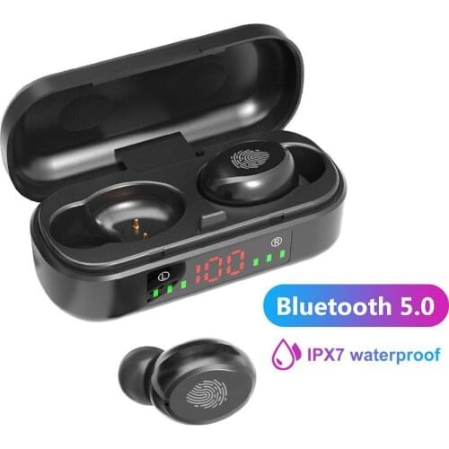 V8 TWS Power Display Waterproof Bluetooth 5.0 Wireless Earphones Sports Earbuds Noise Cancelling Headphones