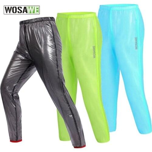 WOSAWE 3 Colors Waterproof Cycling Rain Pants Polyamide Breathable Lightweight Road Mountain Bike MTB Rainproof Pants for Sports