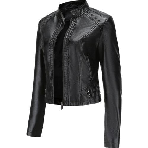 2021 Spring Autumn Lapel Faux Leather Jacket Women Green PU Coat Simplicity Loose Jackets Office Lady Outwear with Belt