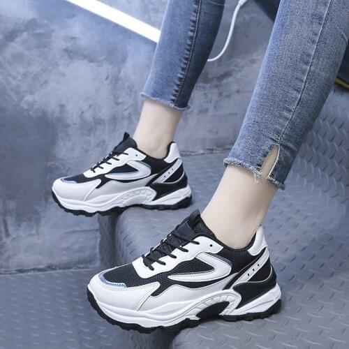 2021 New Fashion Spring Style Comfortable Plus Women Casual Shoes Fashion Lace Mesh Sneaker Platform Vulcanized Women Shoes New