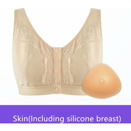 Female Silicone Breast Bra Set Women False Breast After Mastectomy Without Steel Ring Full Cup Front Buckle Underwear Bras H4620