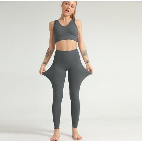 2 Pcs Yoga Set Women Sports Bra and Leggings Gym Set Clothes Seamless Running Workout Fitness Sportswear Sexy Sport Suit NT010