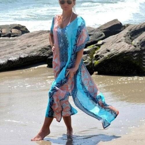 Beach Dress Kaftan Pareo Sarongs Sexy Cover-Up Chiffon Bikini Swimwear Tunic Swimsuit Bathing Suit Cover Ups Robe De Plage #Q8