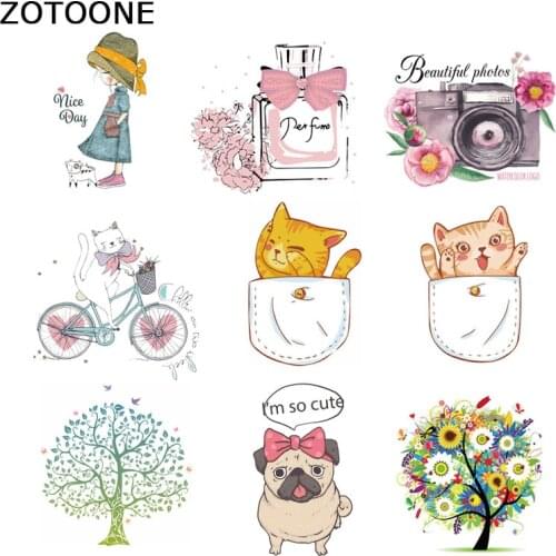 ZOTOONE Iron on Patches Cartoon Animal DIY Heat Transfer Patches for Clothing Applique Baby Clothes Decoration Combination E