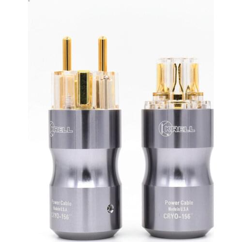 1Pair Gold Plated Schuko AC Power Plug HI-End European male female plug for hifi power cord cable