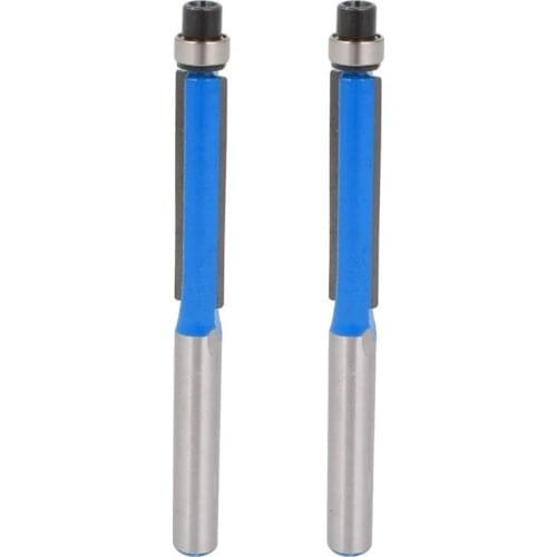 2pcs 2.6 inch Long 2 Edges Flush Trim Router Bit 1/4 inch x 1/4 inch for Carpenter