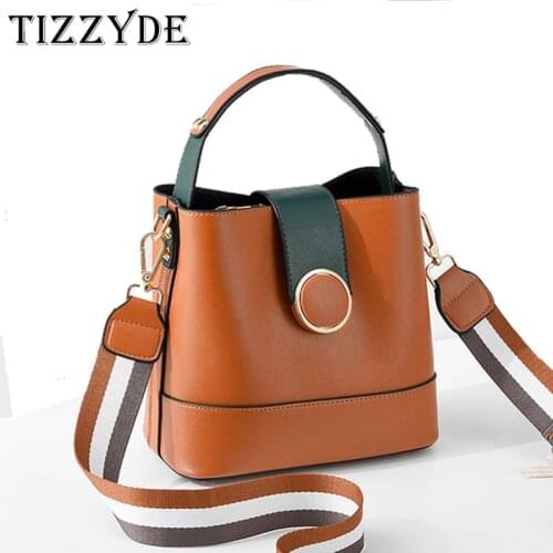 2019 Women Bucket Bag With Colorful Strap PU Leather Shoulder Beach Bag Brand Designer Ladies Crossbody messenger Bags WY0369