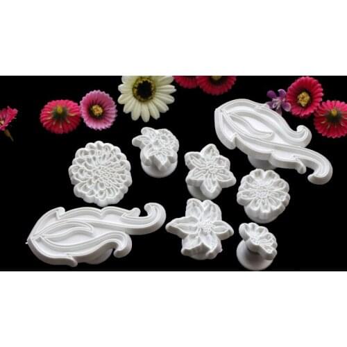 8pcs/Set Cookie Cutter Cake Mold Fondant Plastic Cutter Mould SunFlower Vine Biscuit Cutter Decoration Baking Accessories