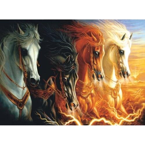 DIY Diamond Embroidery,5D Diamond Painting "Four Horses of the Apocalypse" Mosaic Crafts Full Rhinestone Cross Stitch Gift GT