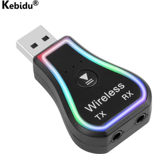 Audio Bluetooth 5.0 Audio Receiver Transmitter 7 Colors Led Backlit Wireless Car 3.5mm Audio Adapter For Headphone TV Computer