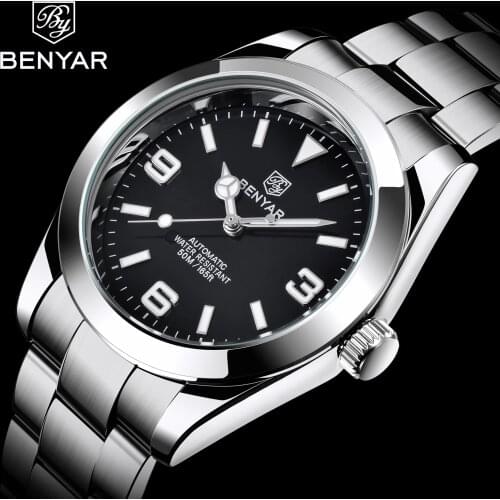 BENYAR Luxury Brand Mens Mechanical Watch Sports And Leisure Stainless Steel Waterproof Business Watch Mens Watch