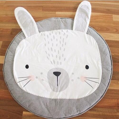 Free Shipping Pink Rabbit Pattern Kids Floor Mat Baby Crawling Blanket Cotton Carpet Blanket Children Room Decor Game Pad White
