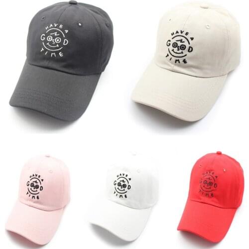 Women Men Unisex Hip Hop Snapback Baseball Cap Cotton Embroidery Have Good Time Smile Child Face Family Dad Hat Adjustable Caps