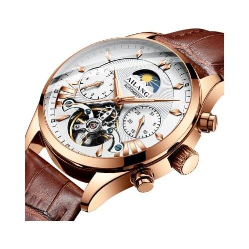 AILANG Quality Tourbillon Mens Watch Men Automatic Swiss Diesel Watches Man Luminous Waterproof dive Mechanical Steampunk Clock