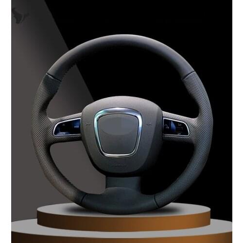 Black Artificial Leather Steering Wheel Cover for Audi A3 (8P) 2008-2013 A4 (B8) 2008-2010 A5 2008-2010 A6 (C6) 2007-2011