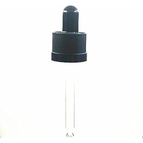 18-410 black Child resistant plastic dropper Cap assembly with rubber bulb and glass pipette X10