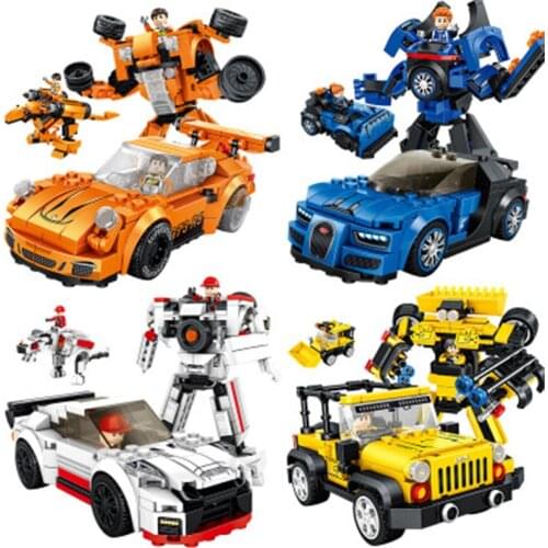 Deformed off-road racing robot building blocks assembling educational toys christmas gifts