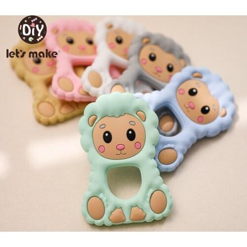 Lets Make 1PC Baby Silicone Teether Cartoon Sheep Animals Food Grade Silicone DIY Teething Accessories For Pacifier Chains
