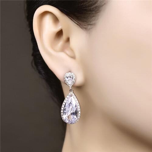 DODO 10x20 mm Big Water Drop AAA Zircon Luxury Drop Earrings Vintage 925 Sterling Silver Wedding Fine Jewelry kupe Bijoux DDE040