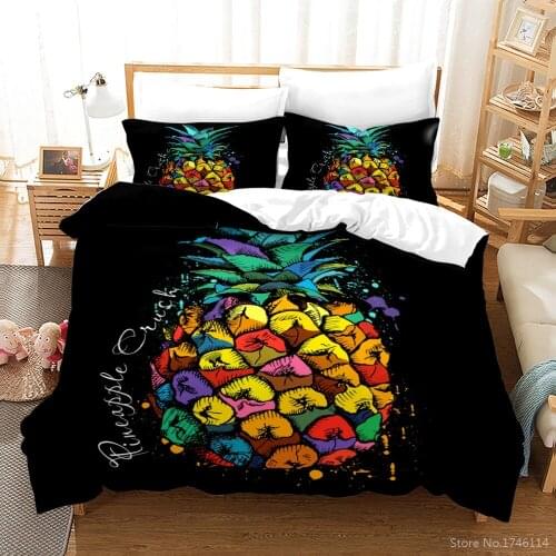 Colorful Pineapple Fruit 3D Print Bedding Set Queen King Size Duvet Cover Set Comforter Cover with Pillowcase Home Textile Gift