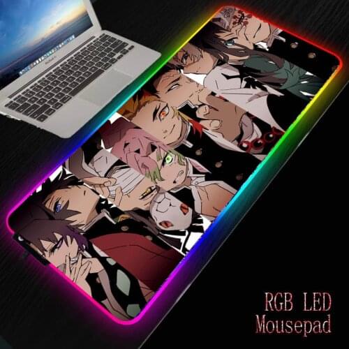 MRGBEST RGB Anime Demon Slayer Kimetsu No Yaiba Gaming Large Gamer Led Computer Big Mousepad Mat with Carpet for Keyboard Desk