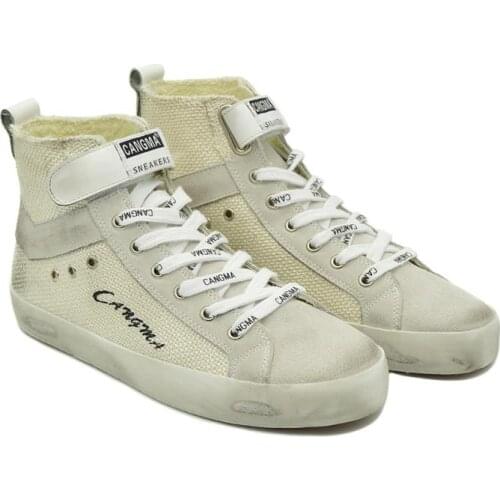 CANGMA Luxury Brand Women Designer Sneakers Casual Shoes for Girls White Hemp High Top Sneaker Woman Shoe Female 2021