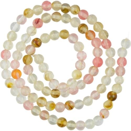 Round Bead Thread Gemstone Tourmaline Gemstone Multicolor 4 Mm