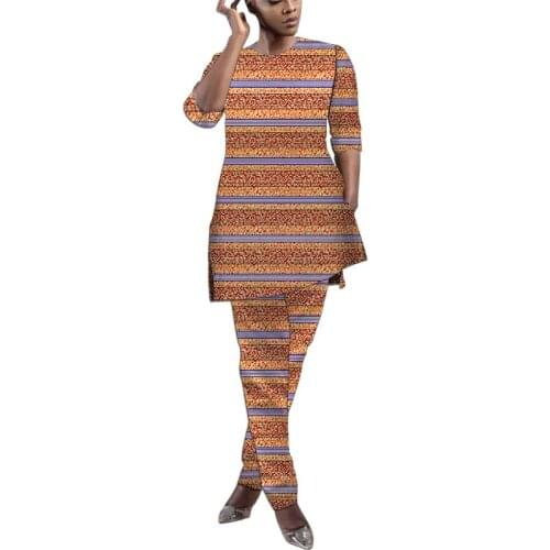 Fashion African Women Half Sleeve Shirt Matching Pant Dashiki Print Party Outfits Custom Made Africa Clothing