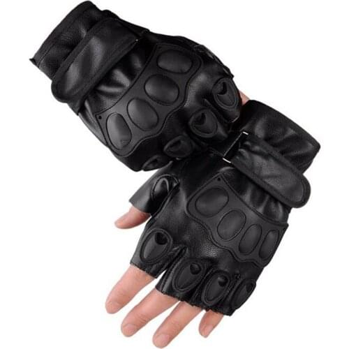 Men 's PU Leather Half Finger Outdoor Sports Cycling Sheepskin Tactical Gloves Dumbbell Weight Lifting Gym Gloves G131