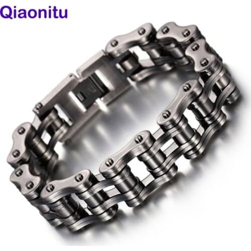 Mens Brushed Bike Chain Bracelet Cool Matte Biker Bicycle Chain Bracelets Fashion Heavy Male Stainless Steel Motorcycleewelry