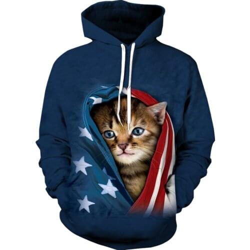 New autumn and winter sweater mens fashion 3D animal print hooded mens sweater plus size casual pullover