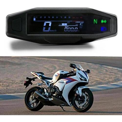 Motorcycle LCD Digital Fuel Voltage Speed Ometer 1200RPM 5 Gear Oil Level Switching 12V Display Voltage Motorcycle Odometer