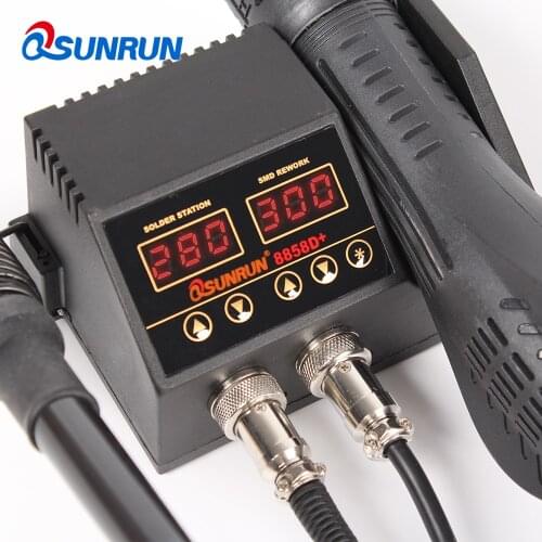 8858D+ / 8858D Plus,Upgraded version of 8858,2-In-1 Digital Display Rework Station SMD Soldering Station, Hot Air/Soldering Iron