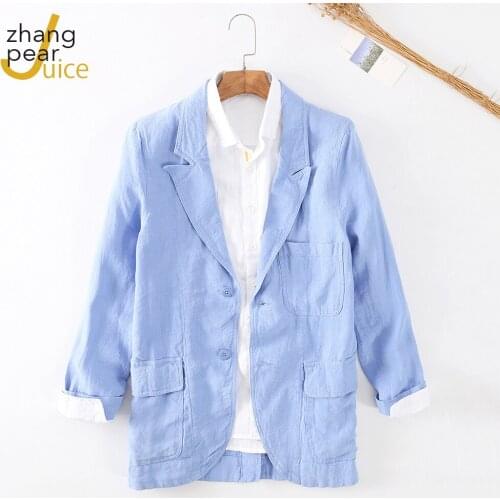 New Arrival Men Cotton Linen Soft Comfortable Suit Jackets Business Casual Japan Style Retro Harajuku Solid Color Coats Blazer