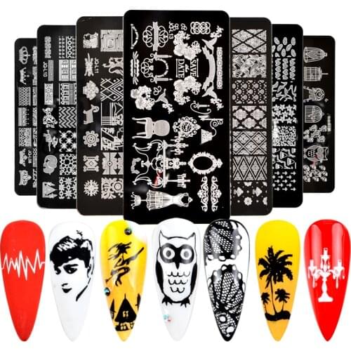 Nail Stamping Plates Line Pictures Stencil Stainless Steel Nail Design for Printing Nail Art Image Plate