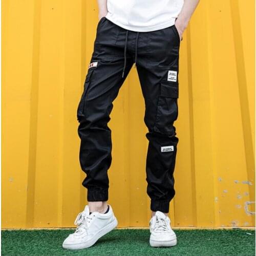 Casual personality Vintage multi-pocket harem pants mens trousers pantalones hombre feet pants for men pantalon homme black