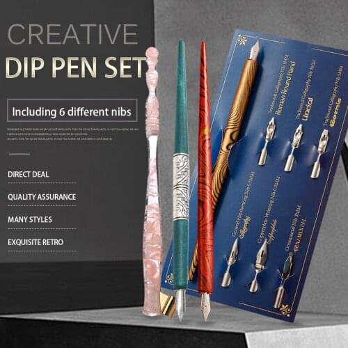 Metal pen student special replaceable ink bag practice calligraphy pen high-end business hard pen work calligraphy pen gift