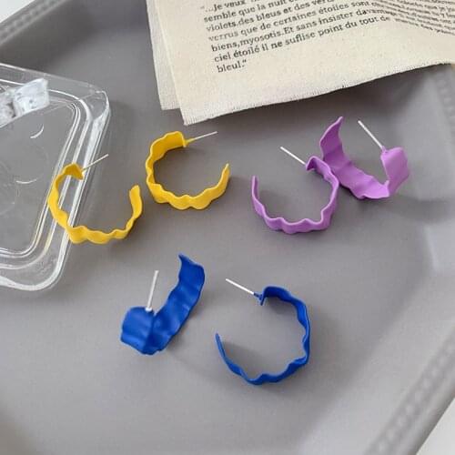 C Irregular Shape Circle Candy Color Earrings Fashion Simple Small Pure And Fresh And Lovely Earrings Women Jewelry Gift 2021