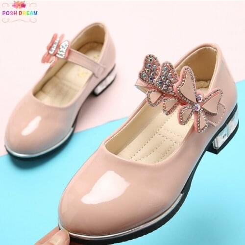 POSH DREAM Pink Patent Leather Children Girls Shoes Rubber Bottom Wholesale 2019 New Kids Girls Shoes Children Princess Shoes