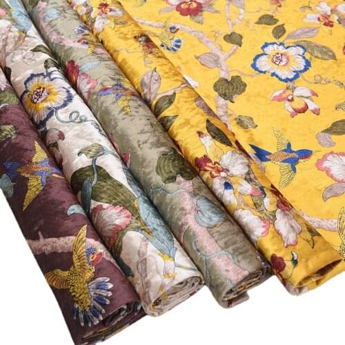 Wide 57" Dense Upholstery Sofa Ice Velvet Printed Fabric Pillow Cushion Tablecloth Chinese Soft Hard Pack Flannel Material