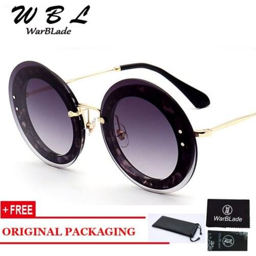 WarBLade 2019 Cool Brand Designer Sunglasses Women Round Leopard gradient lens New big circle clear glasses Eyewear rimless