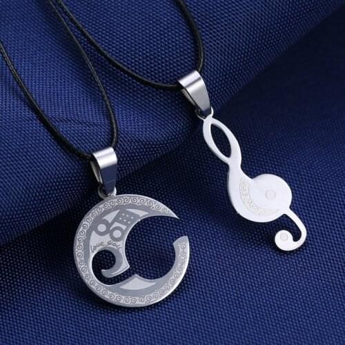 Couple jewelry Fashion music necklace Stainless Steel Necklace Pendant for women men Pop Music Festival Concert jewelry