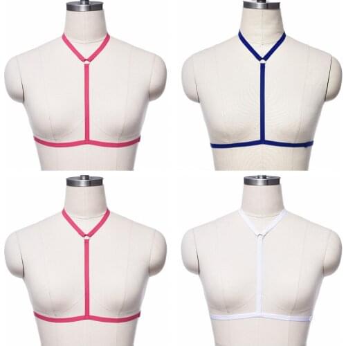 Women Multicolor Harness Bra Harajuku Pastel Goth Body Cage Bondage Sexy Lingerie Fetish Body Harness