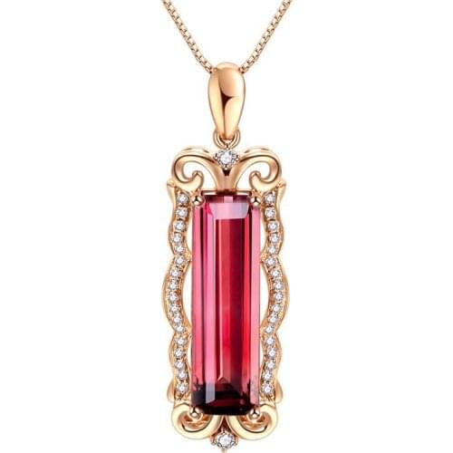 MENGYI Luxury Retro Rose Gold Red Zircon 9 2 5 Pendant Necklace For Women Wedding Party Jewelry Wholesale Gift Drop Shipping