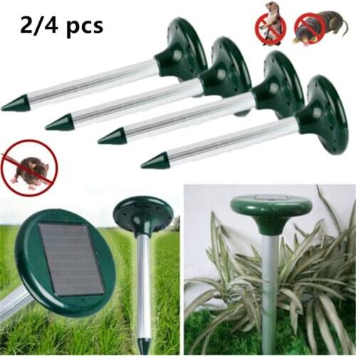 2 Pcs 7000 Sq Solar Powered Ultrasonic Sonic Mouse Mice Mole Pest Rodent Mosquito Repellents Yard Outdoor Garden Pest Control