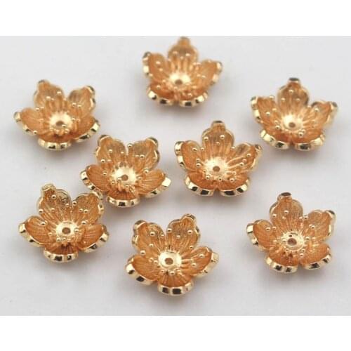 20pcs Brass Casted 5 Petals Flower Ball Pins Pendant Beads Caps Charms High Quality Metal Gold Silver Color Jewelry Accessories