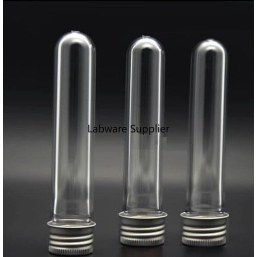 20pcs/pack 40ml Clear Plastic Test Tubes With Aluminum Cap Laboratory Party Favor Gift Vial Free Shipping