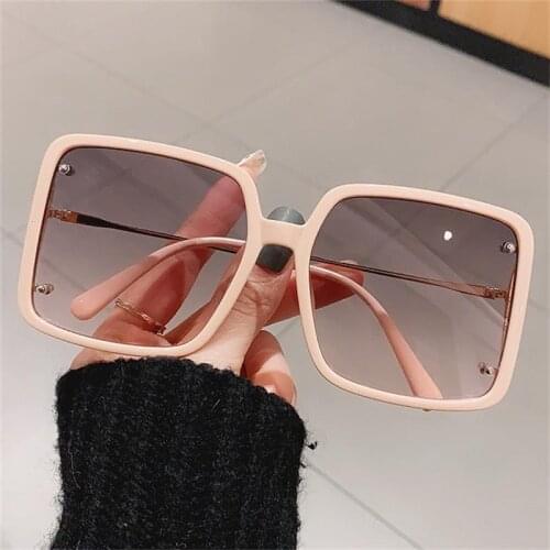2021 Fashion Popular Nude Pink Square Sunglasses Women Men Overszied Shades Female Large Anti Glare Polarized Driving Glasses